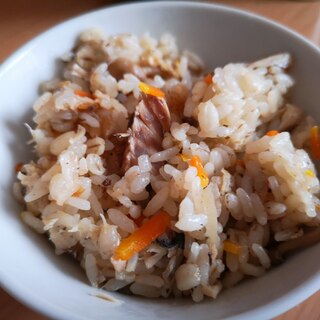 鯖水煮缶で炊き込みご飯